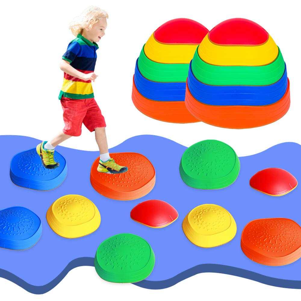 OMNISAFE Balance Stepping Stones for Kids, Non-Slip Textured Surface and Rubber Edges