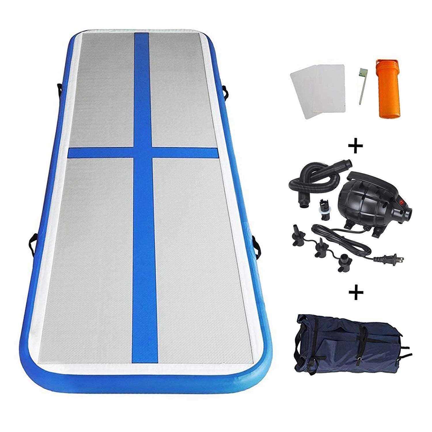 Ez Glam 10ft/13ft/16ft/20ft Air Mat Tumble Track Inflatable Gymnastics Tumbling Track Mat with Electric Air Pump for Cheerleading/Practice/Beach/Park