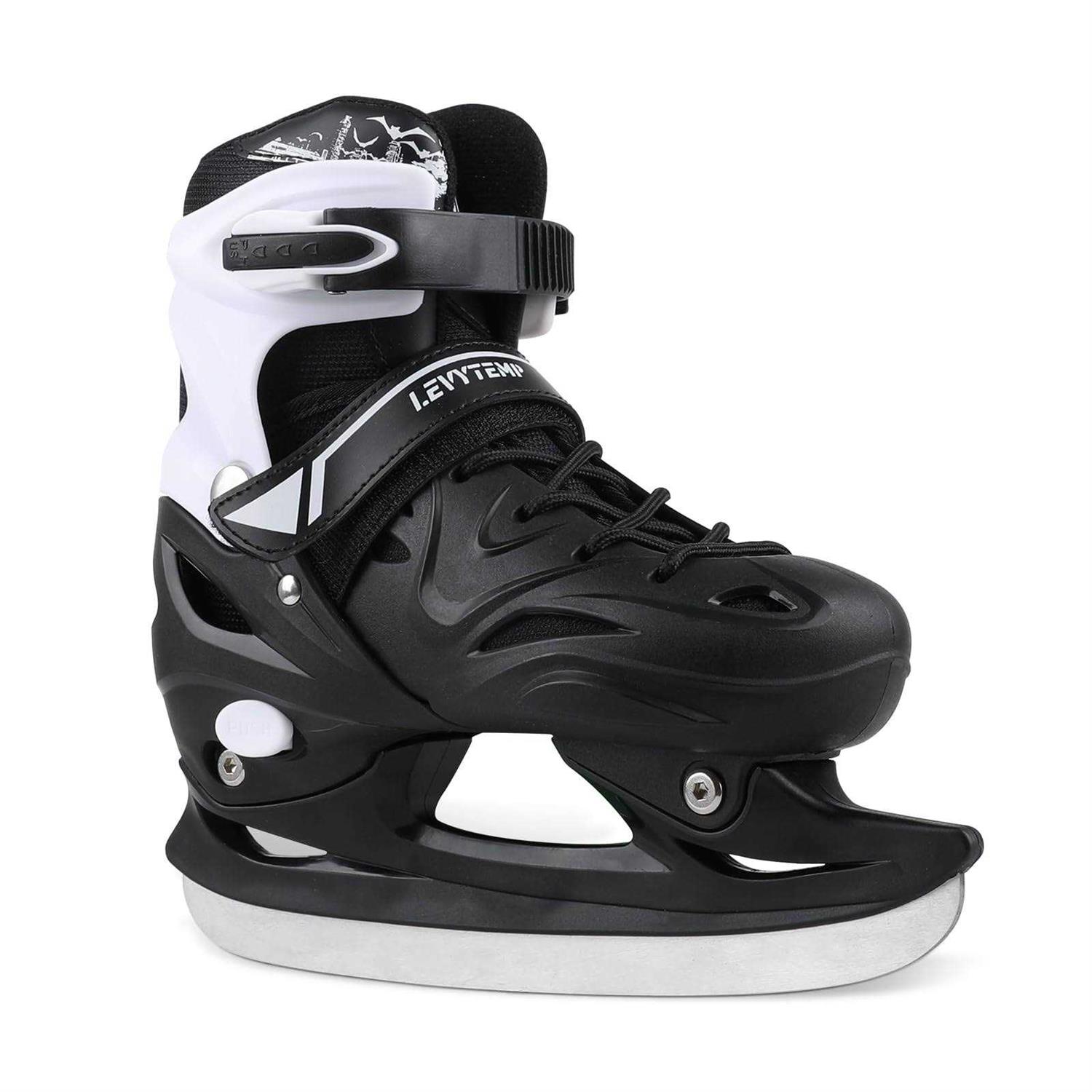 LEVYTEMP Adjustable Boys Girls Ice Skates for Kids Youth Ages 6-12 Pink Black Gray Ice Skating Shoes