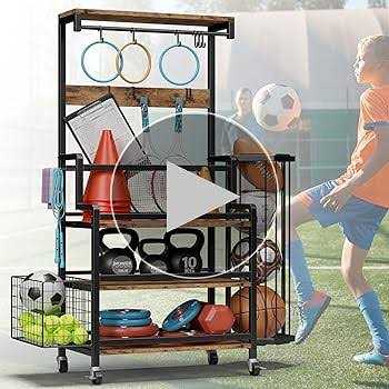 Alternative view of Ironck Dumbbell Rack with Ball Cage, Gym Storage for Kettlebells Yoga Mat, with Hooks and Wheels