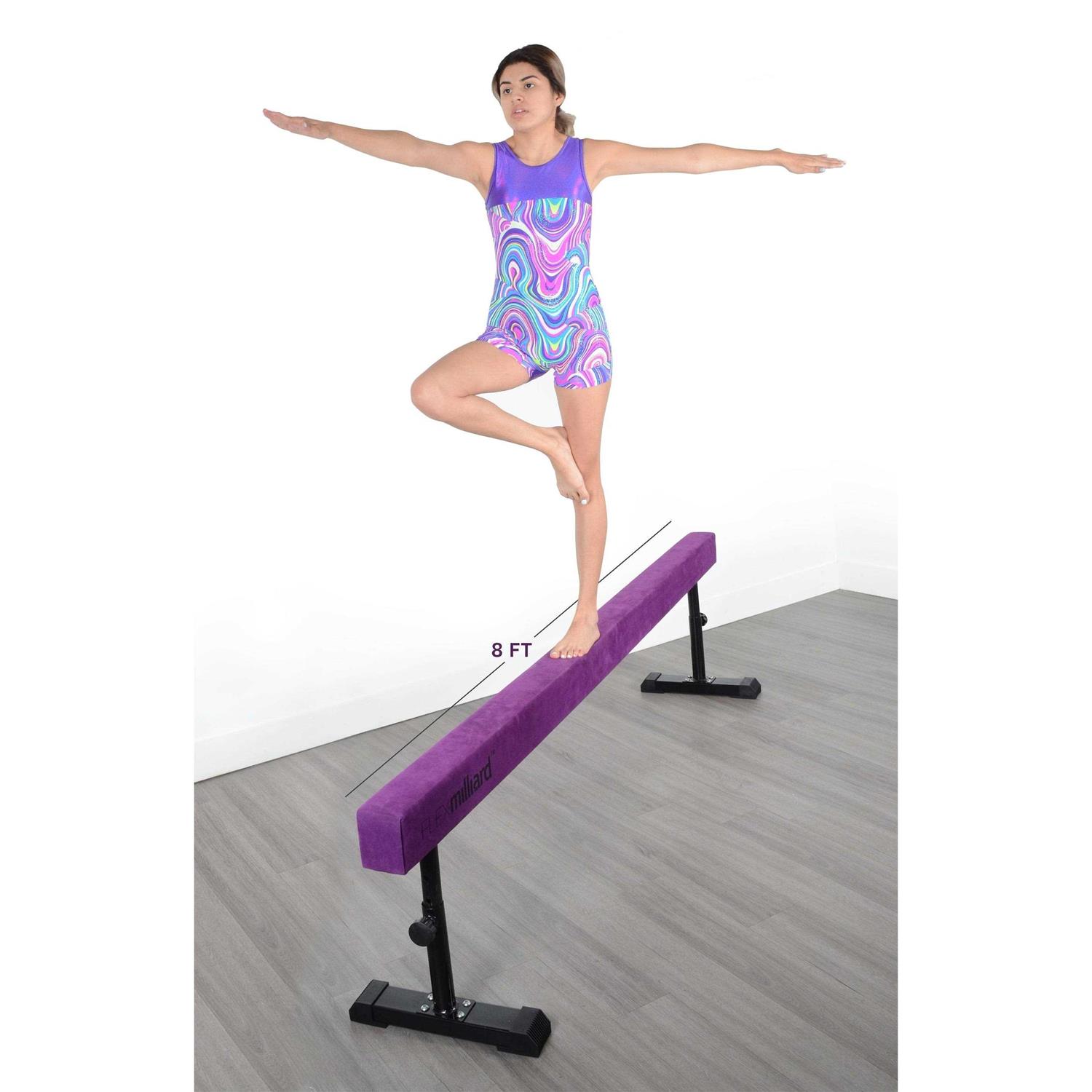 Milliard Patented Adjustable Balance Beam, High and Low Floor Beam Suede Gymnastics Competition Style Training with Legs - Image 4