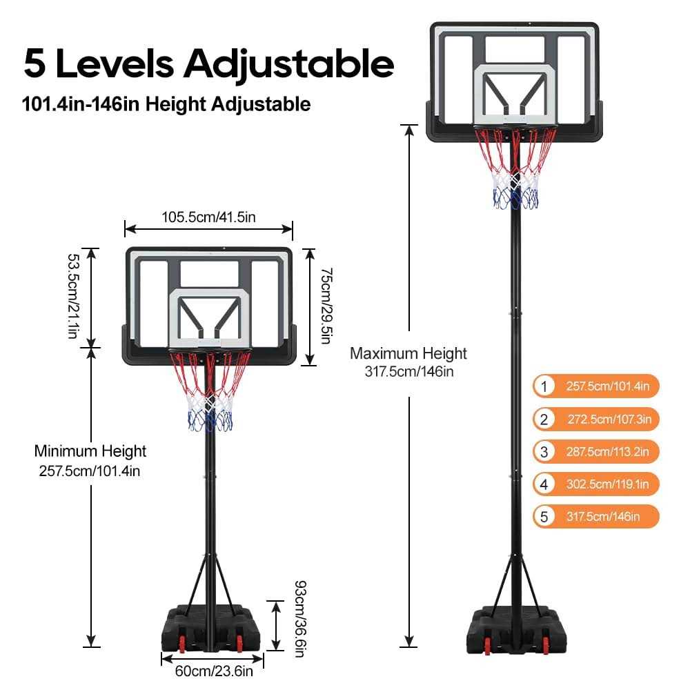 Basketball Hoop Outdoor 10FT Adjustable Height Hoop - Image 3
