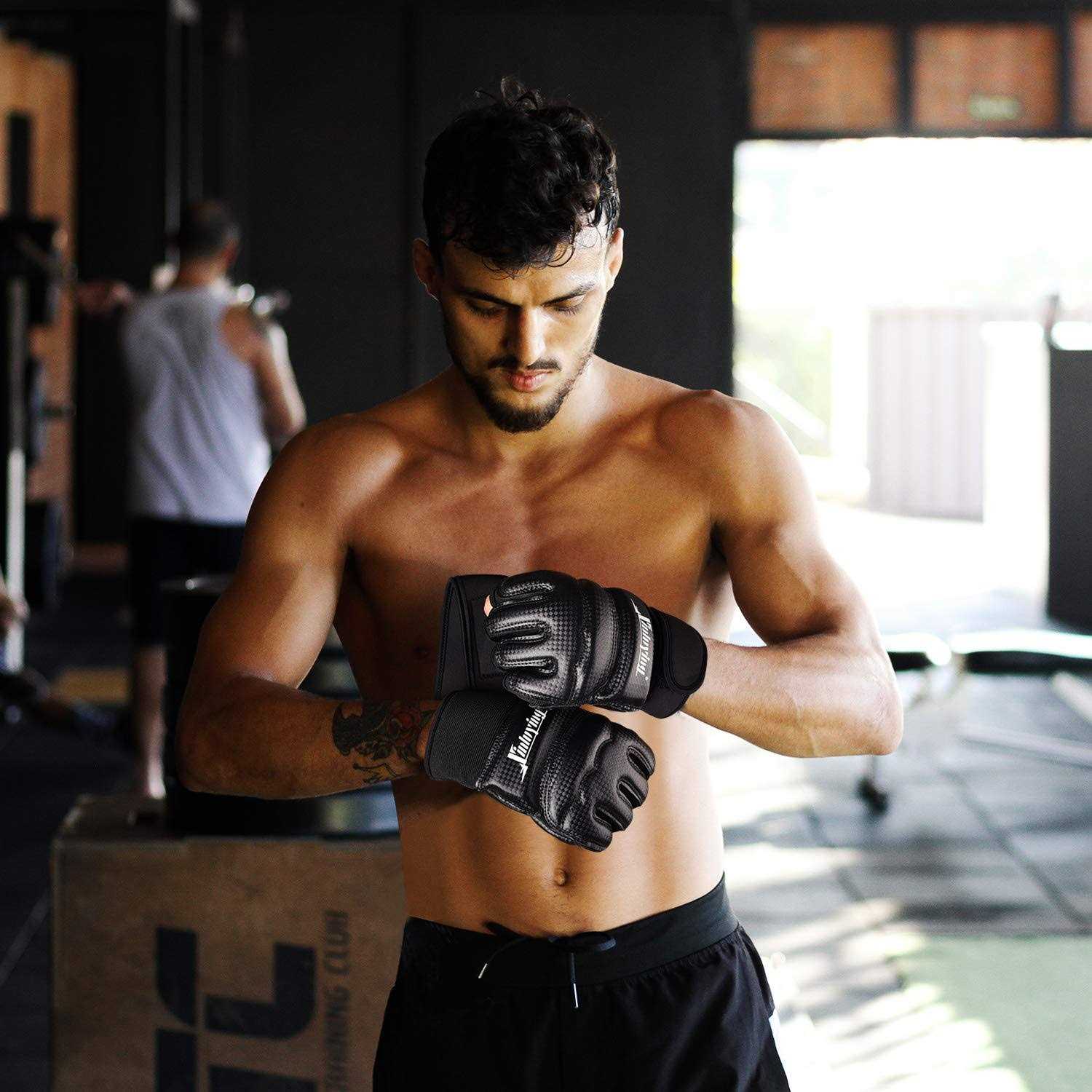 Xinluying Punch Bag Boxing Martial Arts MMA Sparring Grappling Muay Thai Taekwondo Training PU Leather Wrist Wraps Gloves - Image 4