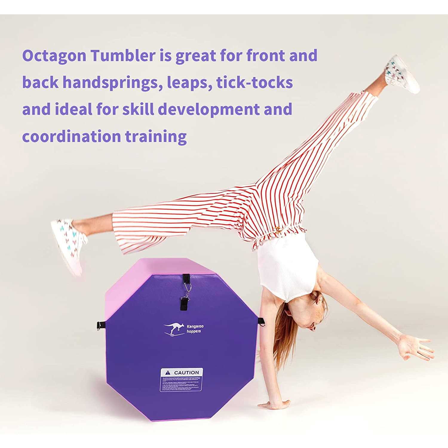 Alternative view of Kangaroo Hoppers 24 inch x 26 inch Gymnastics Octagon Tumbling Mat with Carrying Handles for Home Gym Exercise