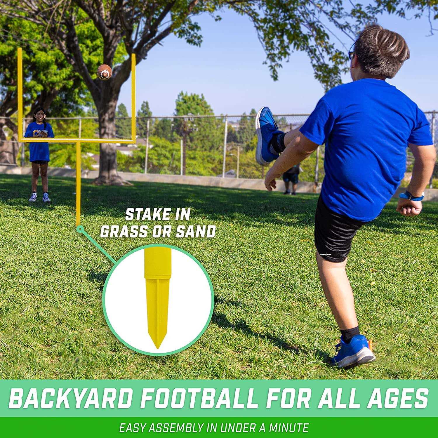 GoSports Football Field Goal Post Set with 2 Footballs and Kicking Tee - Image 3