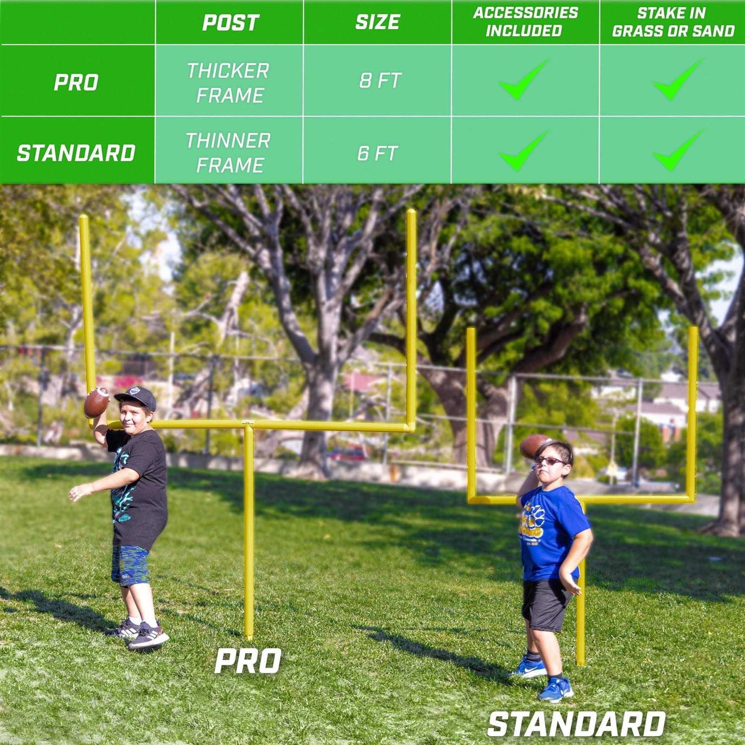 GoSports Football Field Goal Post Set with 2 Footballs and Kicking Tee - Image 5