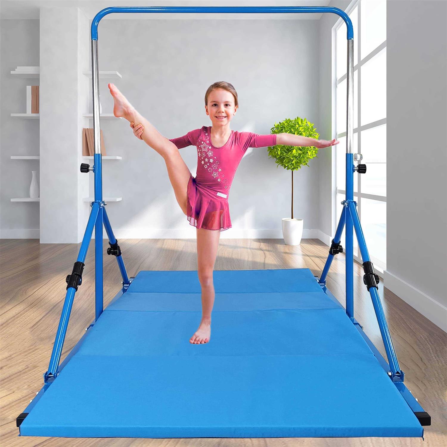 Alternative view of Seliyoo fodable Gymnastic kip bar, Gymnastics bar for Kids Ages 3-12,Adjustable Height from 33 to 49, Safety and Durable Triangle Base Gymnastics