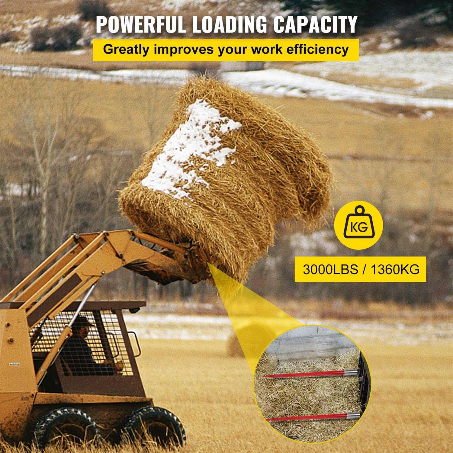 Alternative view of Mophorn Pair Hay Spear 39 Bale Spear 3000 lbs Capacity Bale Spike Quick Attach Square Hay Bale Spears 1 3/4