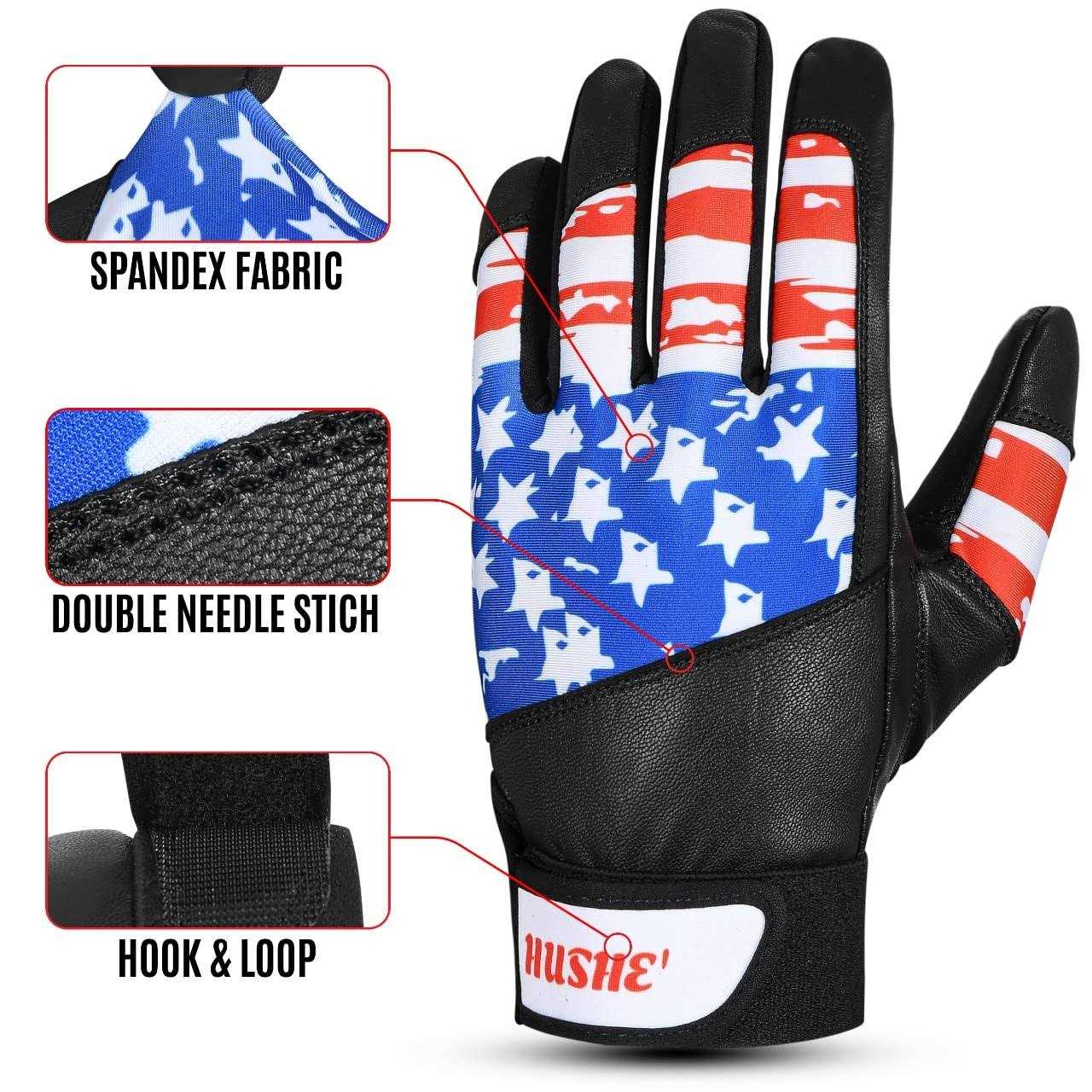 Alternative view of Hushe American Flag Baseball Batting Gloves Usa Flag Baseball Batting Gloves for Youth Adult & Unisex White