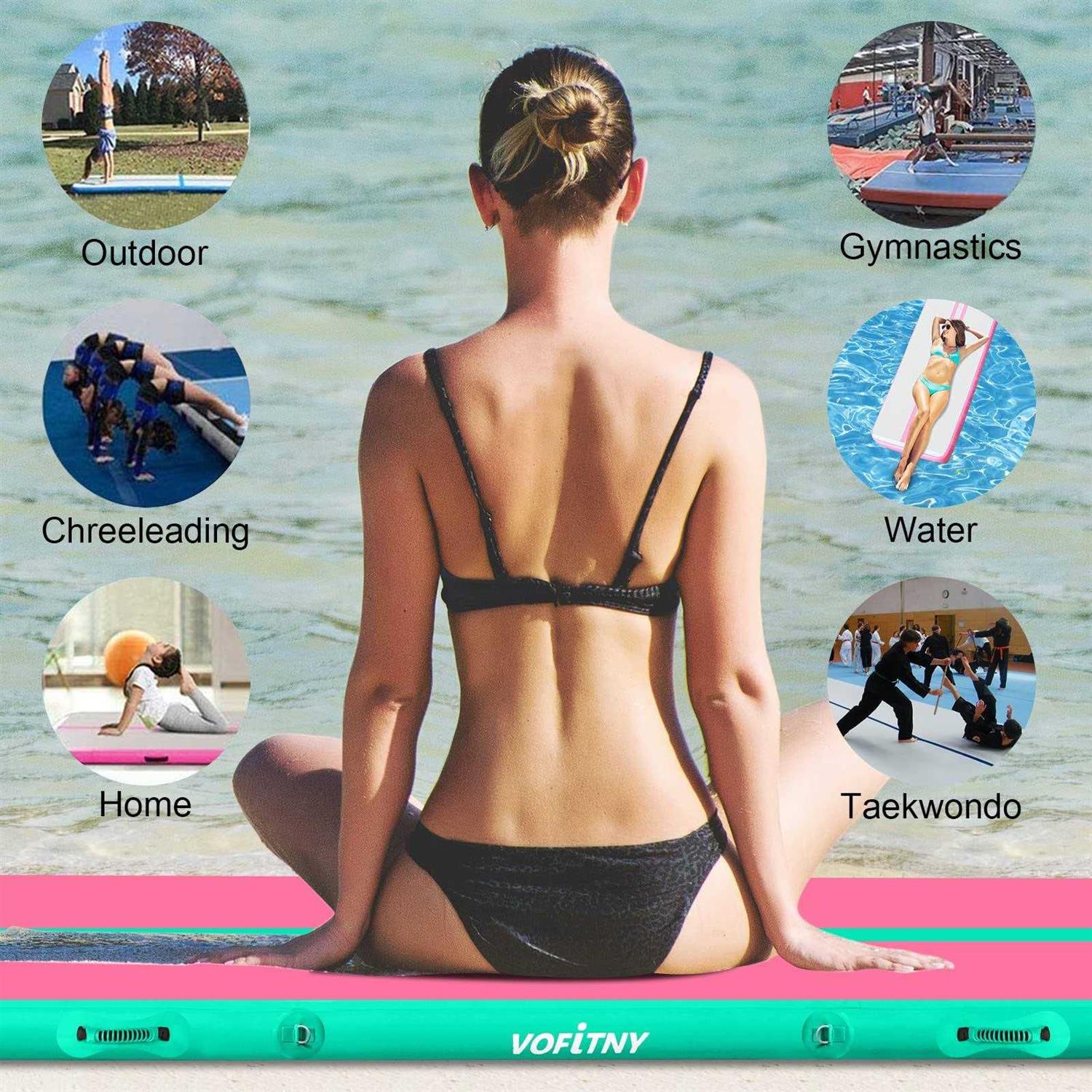 VOFiTNY Air Mat Inflatable Gymnastics Mats Air tumbling Track Mat Tumble Track for Cheer for home w/ E-pump - Image 3