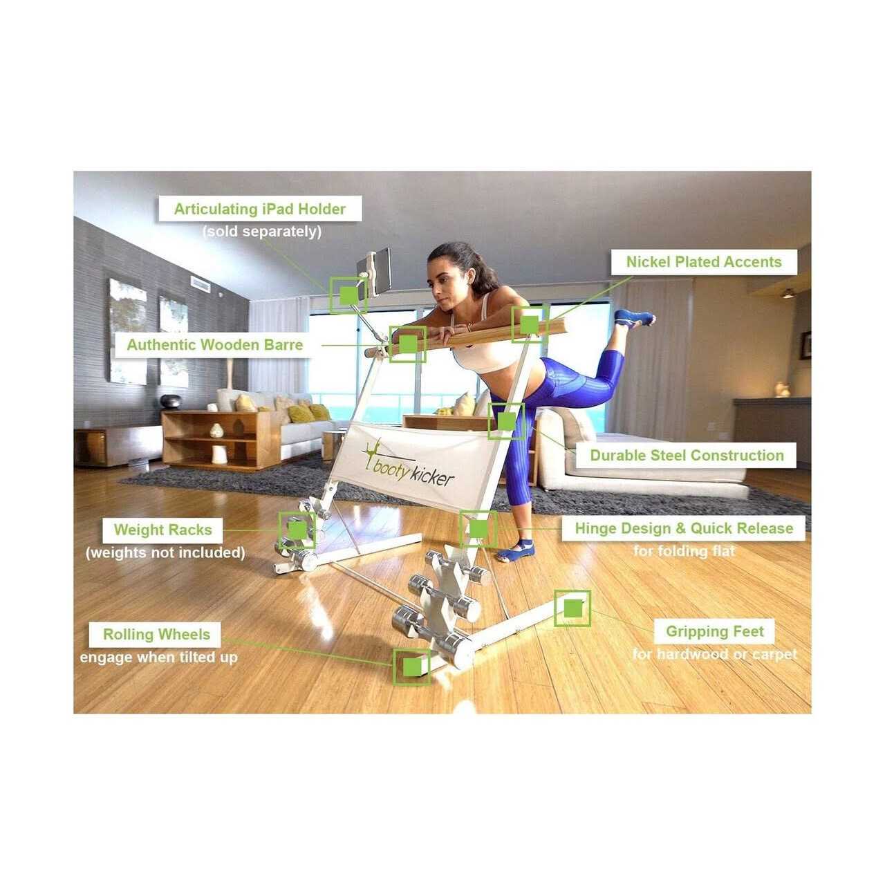 Booty Kicker Home Fitness Exercise Barre Folds Flat Portable - Image 3