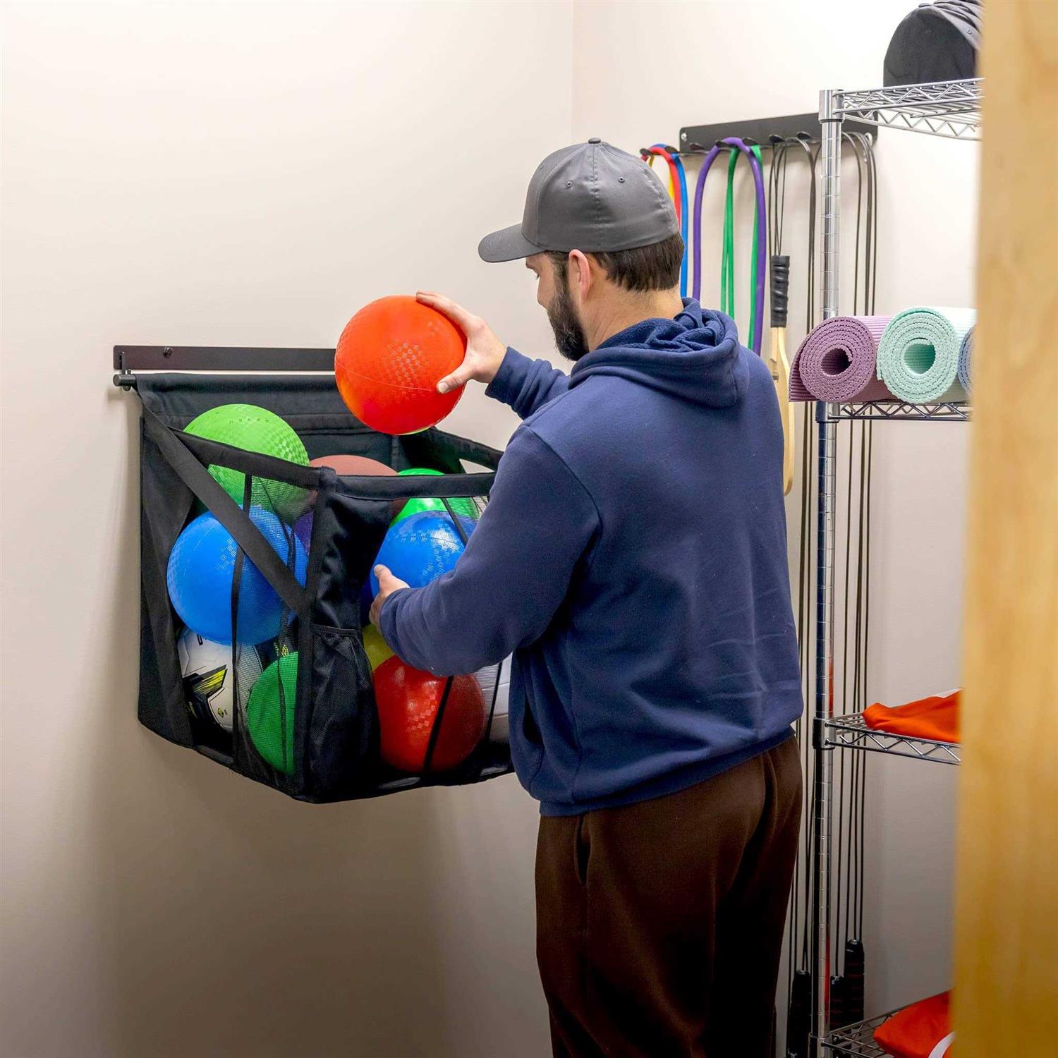 StoreYourBoard Basketball Wall Mount Sports Ball Rack 20x18x22 Ball Storage for 50 lbs of Basketballs - Image 4