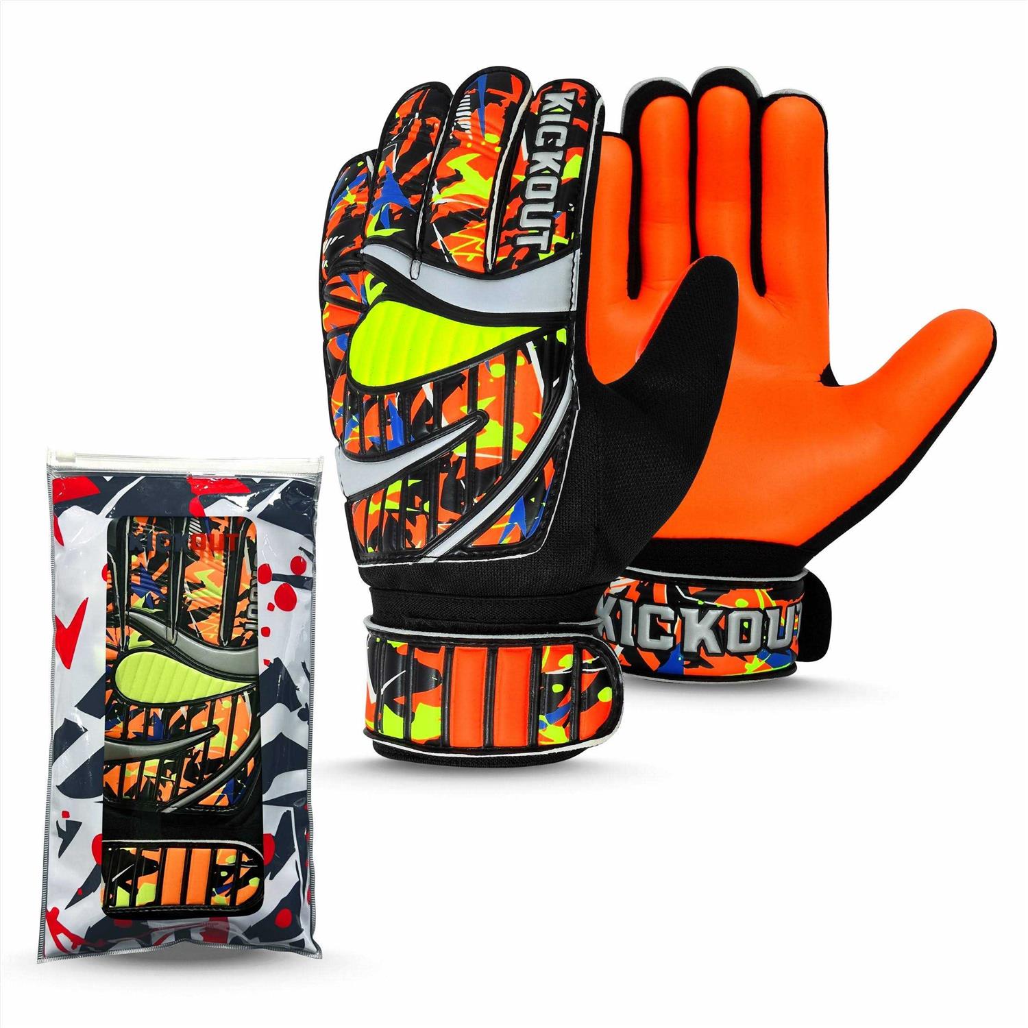 Kickout Premium Soccer Goalie Gloves Funky Goalkeeper Gloves with 3mm Latex for Super Grip & Protection