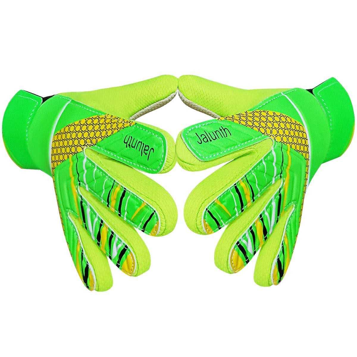 Jalunth Goalkeeper Goalie Soccer Gloves Kids Youth Goal Keeper Field Player Glove Boys Girls Ages 4-6 Years Old Anti-Slip Latex Palm Soft Pu Hand Back
