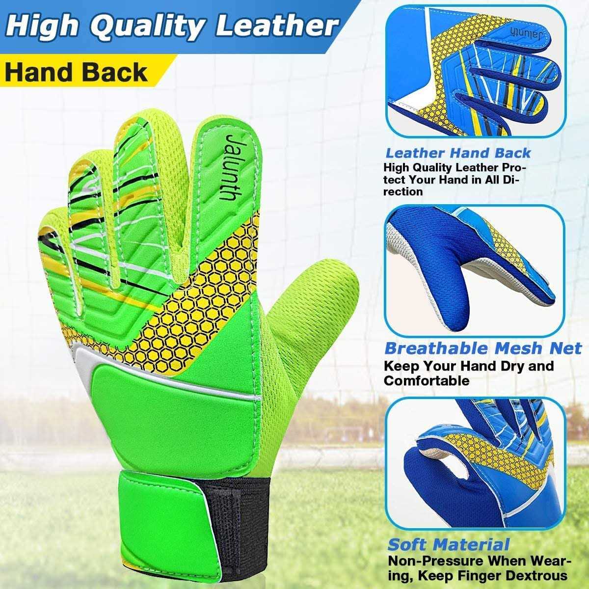 Alternative view of Jalunth Goalkeeper Goalie Soccer Gloves Kids Youth Goal Keeper Field Player Glove Boys Girls Ages 4-6 Years Old Anti-Slip Latex Palm Soft Pu Hand Back