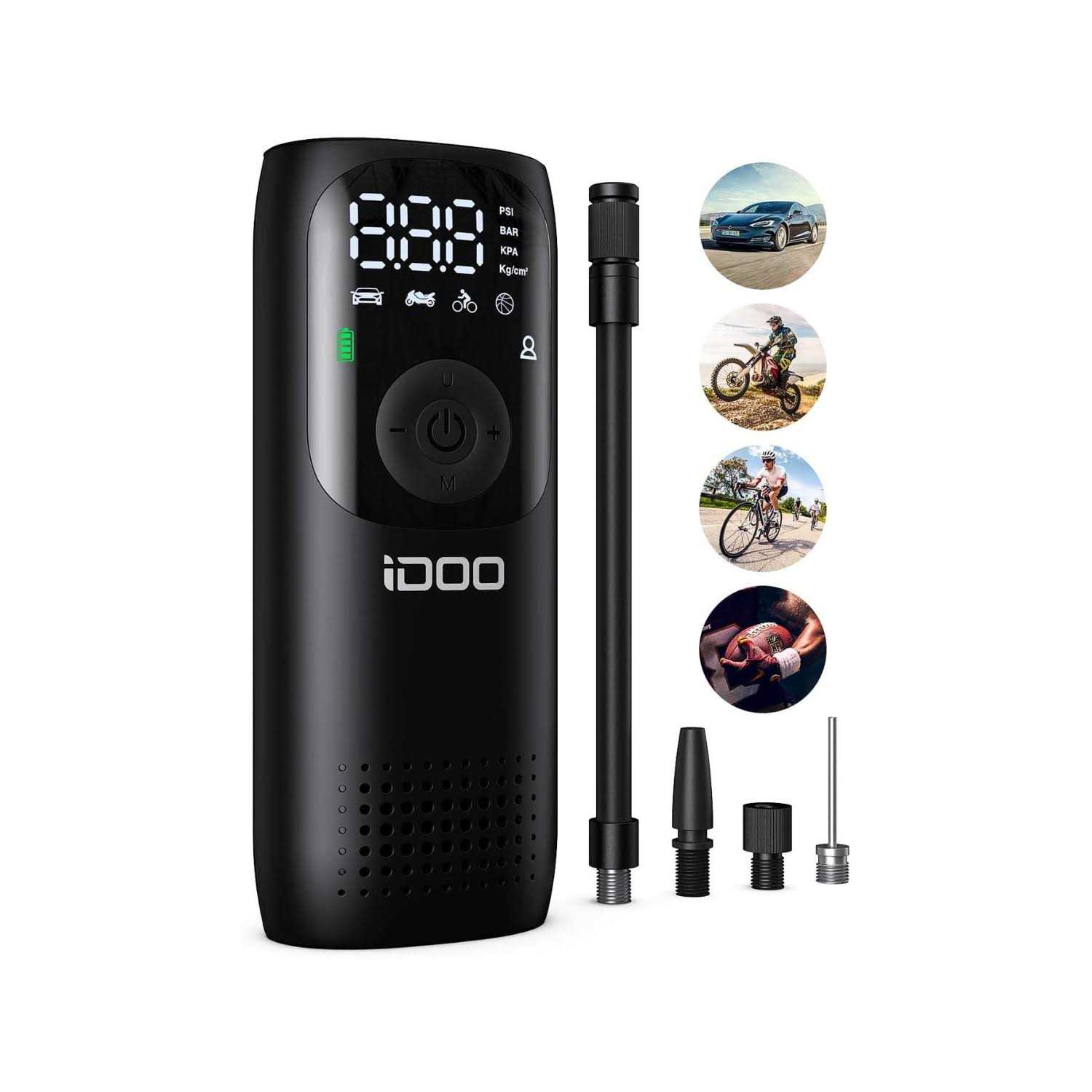 Idoo 150psi Cordless Tire Inflator 4000mAh Portable Air Compressor Fits Car/Bicycle/Motorcycle Tires Balls