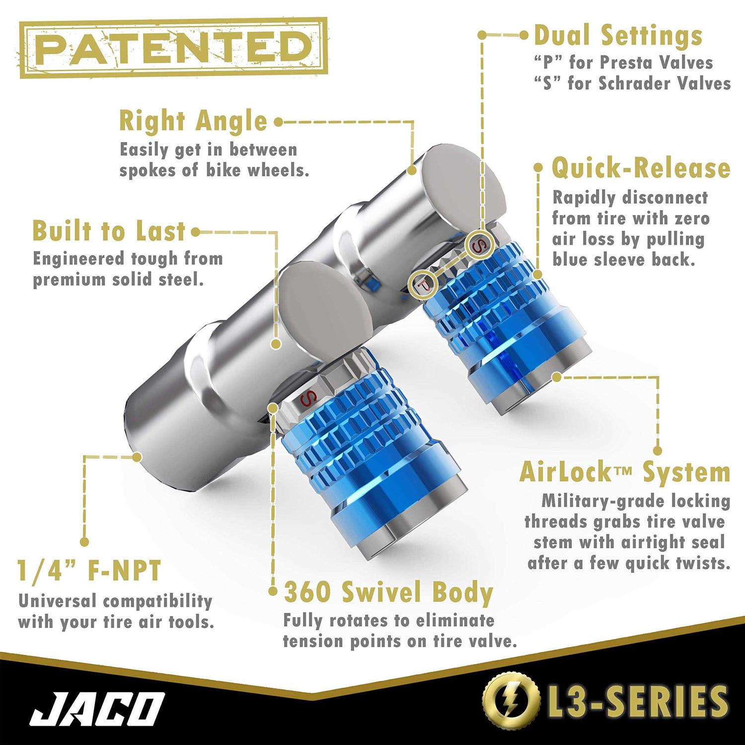 Alternative view of JACO Superior Products JACO Lightning Bike Tire Air Chuck L3-Series