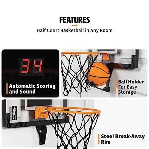 Majik Buzzer Beater Over the Door Hanging Mini Basketball Hoop for Indoor Play - Image 2