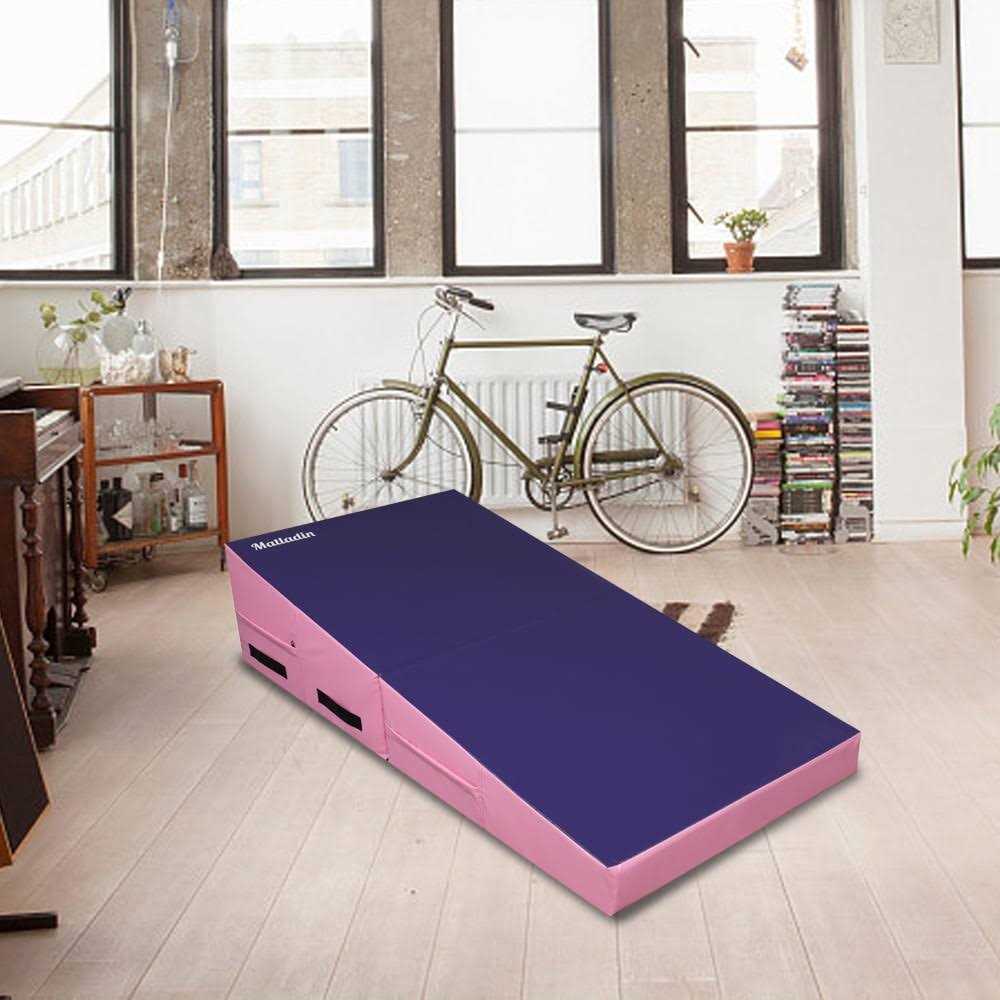Alternative view of Matladin Folding Gymnastics Cheese Wedge Incline Mat Gym Fitness Tumbling Skill Shape Mat for Kids Girls Home Training Exercise
