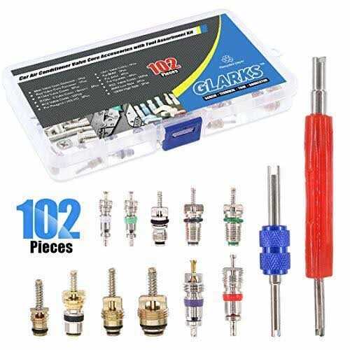 Glarks 102Pcs Car Air Conditioner Valve Core Schrader Valve Cores Accessories A/C R12 R134a Refrigeration Tire Valve Stem with Double Head Dual - Image 3