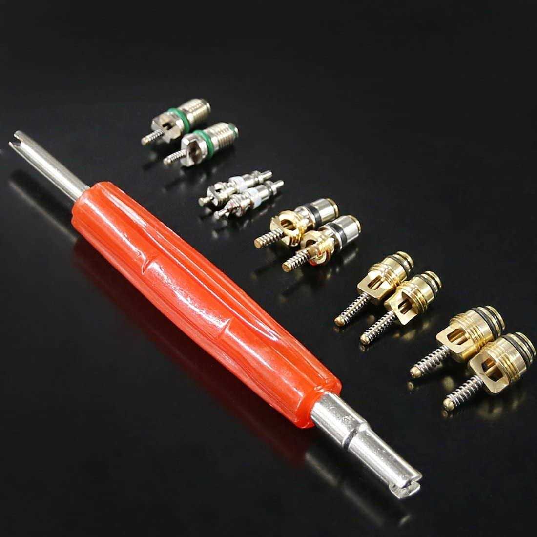 Glarks 102Pcs Car Air Conditioner Valve Core Schrader Valve Cores Accessories A/C R12 R134a Refrigeration Tire Valve Stem with Double Head Dual - Image 4