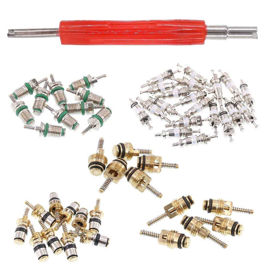 Glarks 102Pcs Car Air Conditioner Valve Core Schrader Valve Cores Accessories A/C R12 R134a Refrigeration Tire Valve Stem with Double Head Dual - Image 5