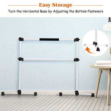 Costway Portable Ballet Barre 4ft Freestanding Adjustable Double Dance Bar - Image 3
