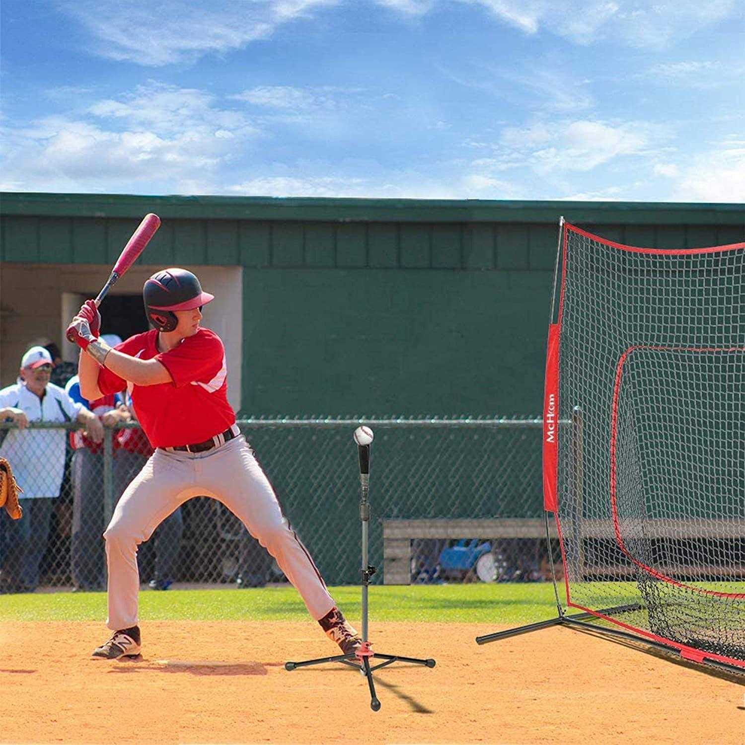 McHom 7' x 7' Baseball & Softball Practice Net Set with Travel Tee - Image 5