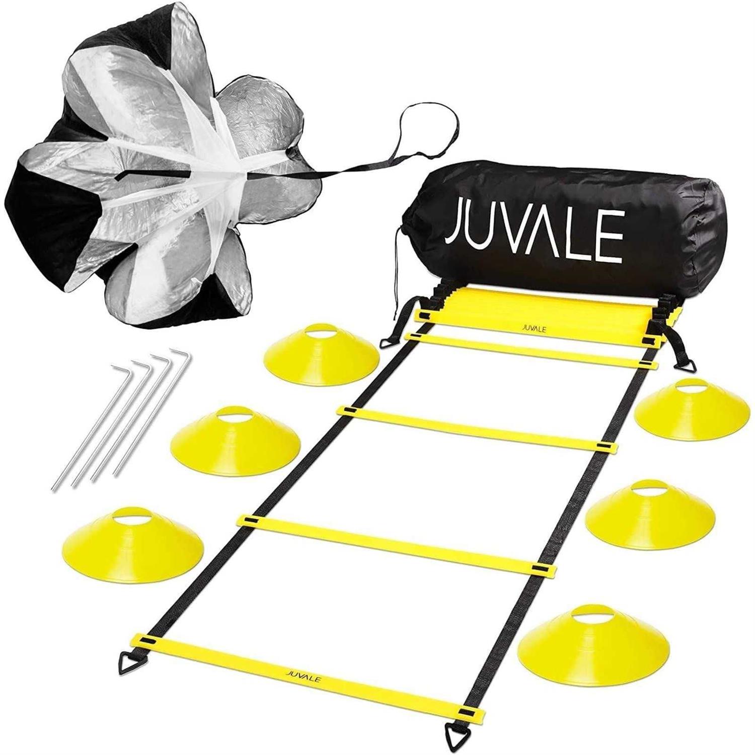 Juvale Agility Ladder Workout Equipment with 6 Speed Training Cones and Resistance Parachute, Footwork Skills Drill Gear for Football and Soccer - Image 3
