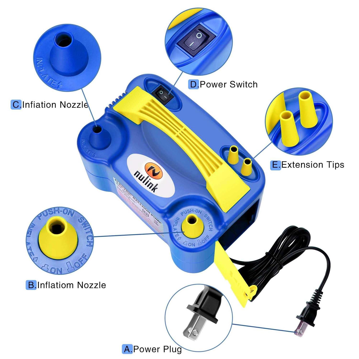 Alternative view of NuLink Electric Portable Dual Nozzle Balloon Blower Pump Inflation for Decoration