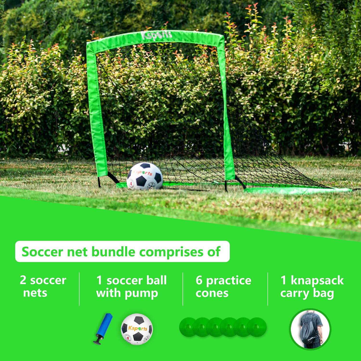 Ksports Portable Soccer Goals Soccer Net For Backyard Training Includes Nylon Wound Soccer Ball with Pump - Image 5