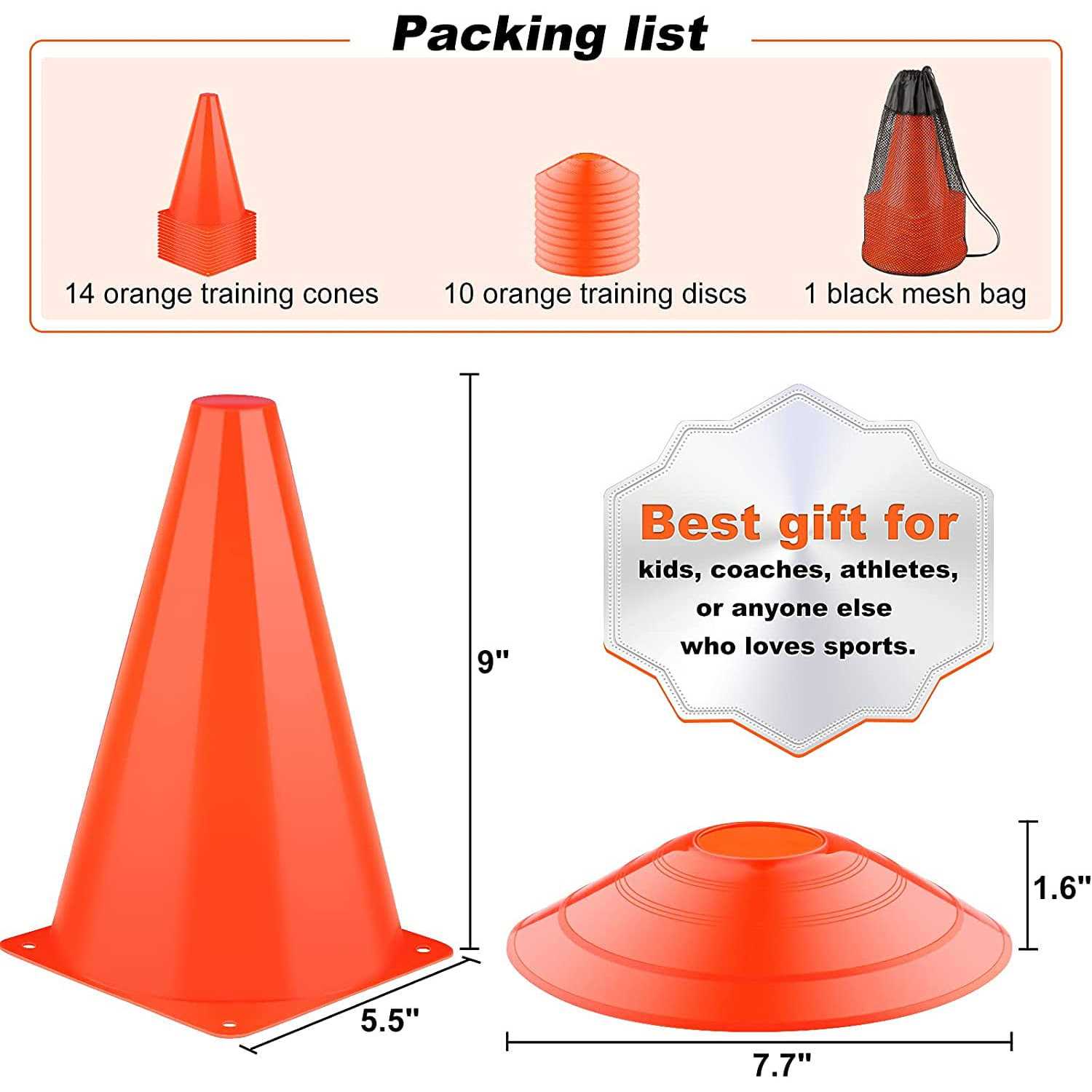 Alternative view of Lanney 9'' Cones Sports 24 Pack Soccer Football Basketball Plastic