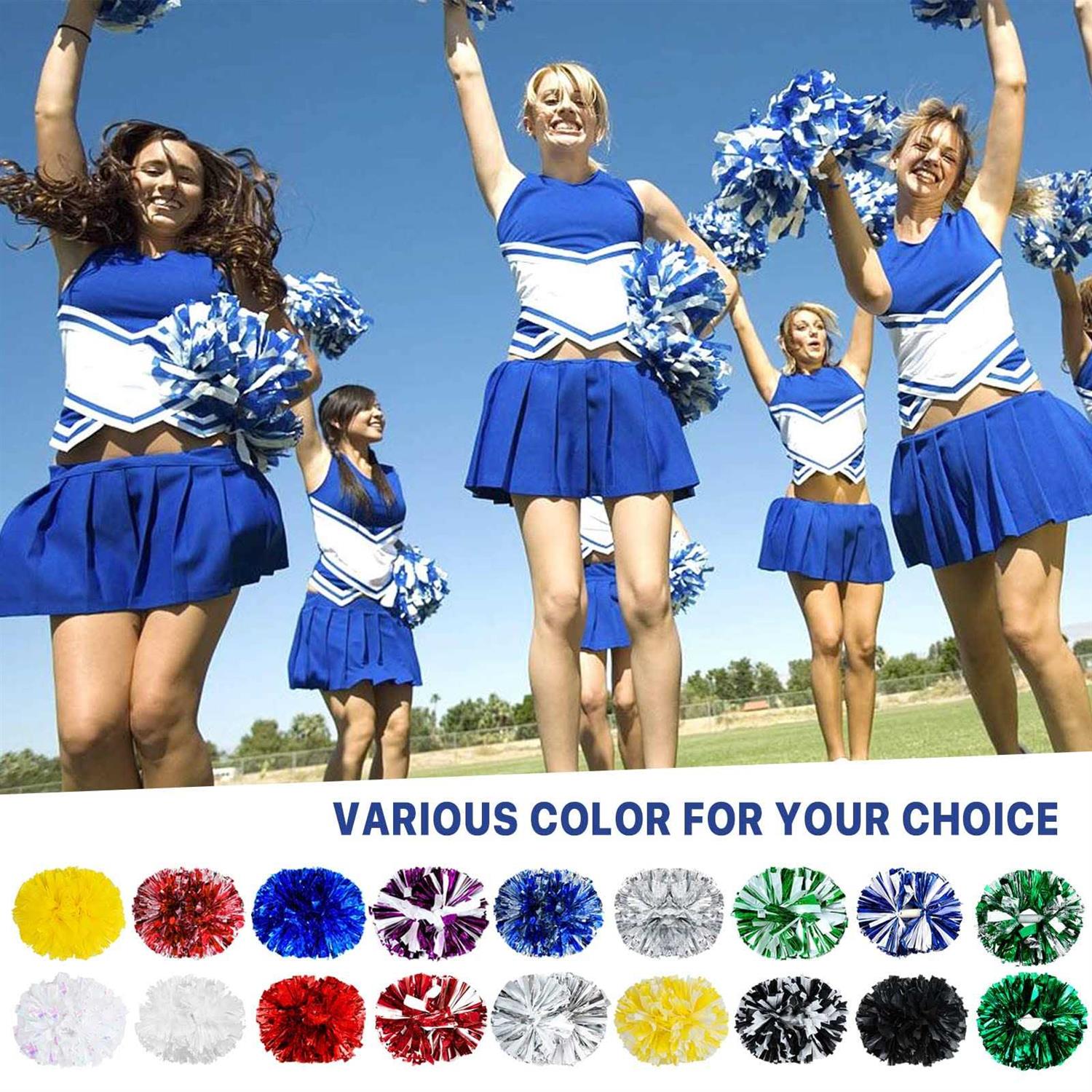 Supkiir 4Pcs Cheerleading Pom Poms for Cheerleader Costume Women 2 Pair Cheer Pompoms for Boy Girl School Sports Games Team Spirit - Image 5