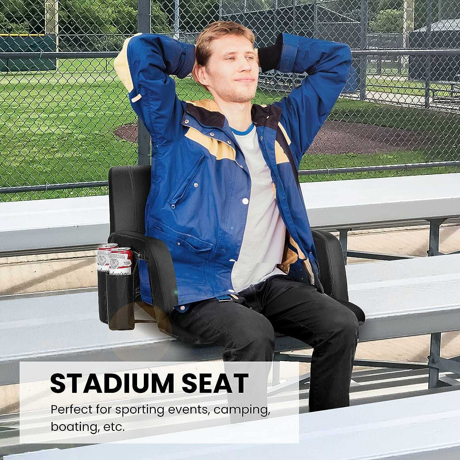 Vivohome Reclining Stadium Seat Chairs Backrest and Armrests - Image 3