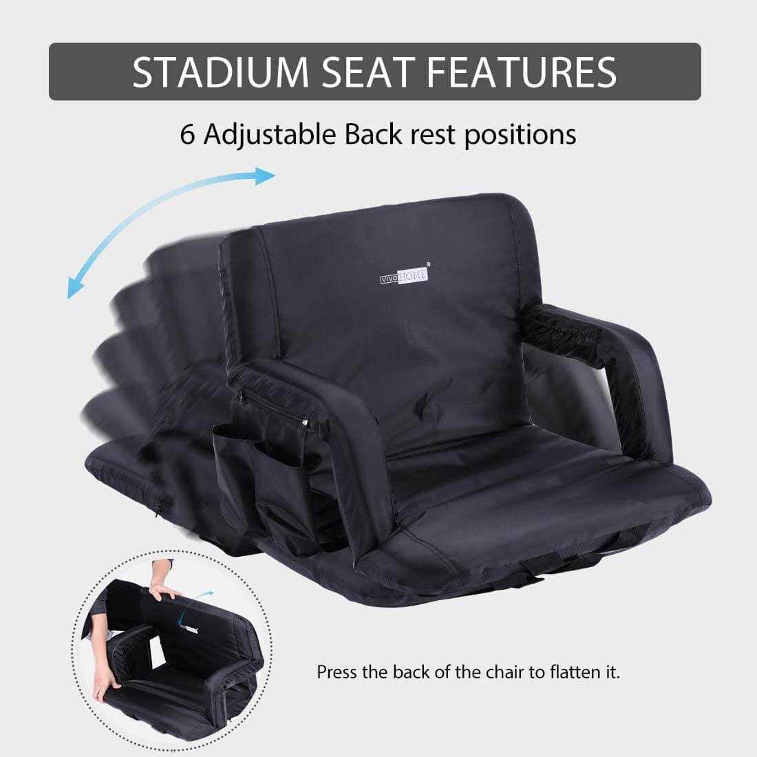 Vivohome Reclining Stadium Seat Chairs Backrest and Armrests - Image 5
