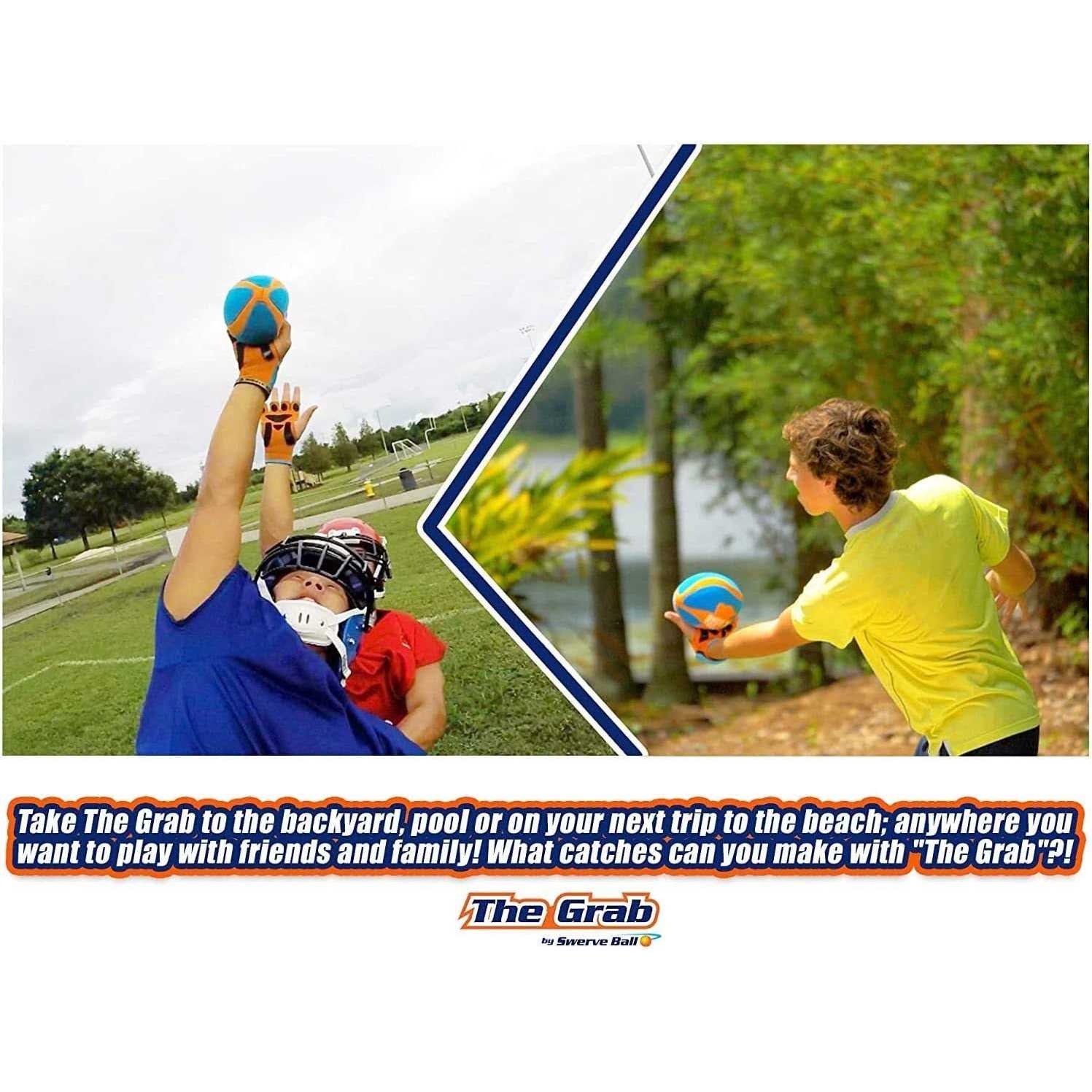 The Grab by The Makers of Swerve Ball Super Grip Football with 2 Gloves Leather for Kids Orange Blue - Image 4
