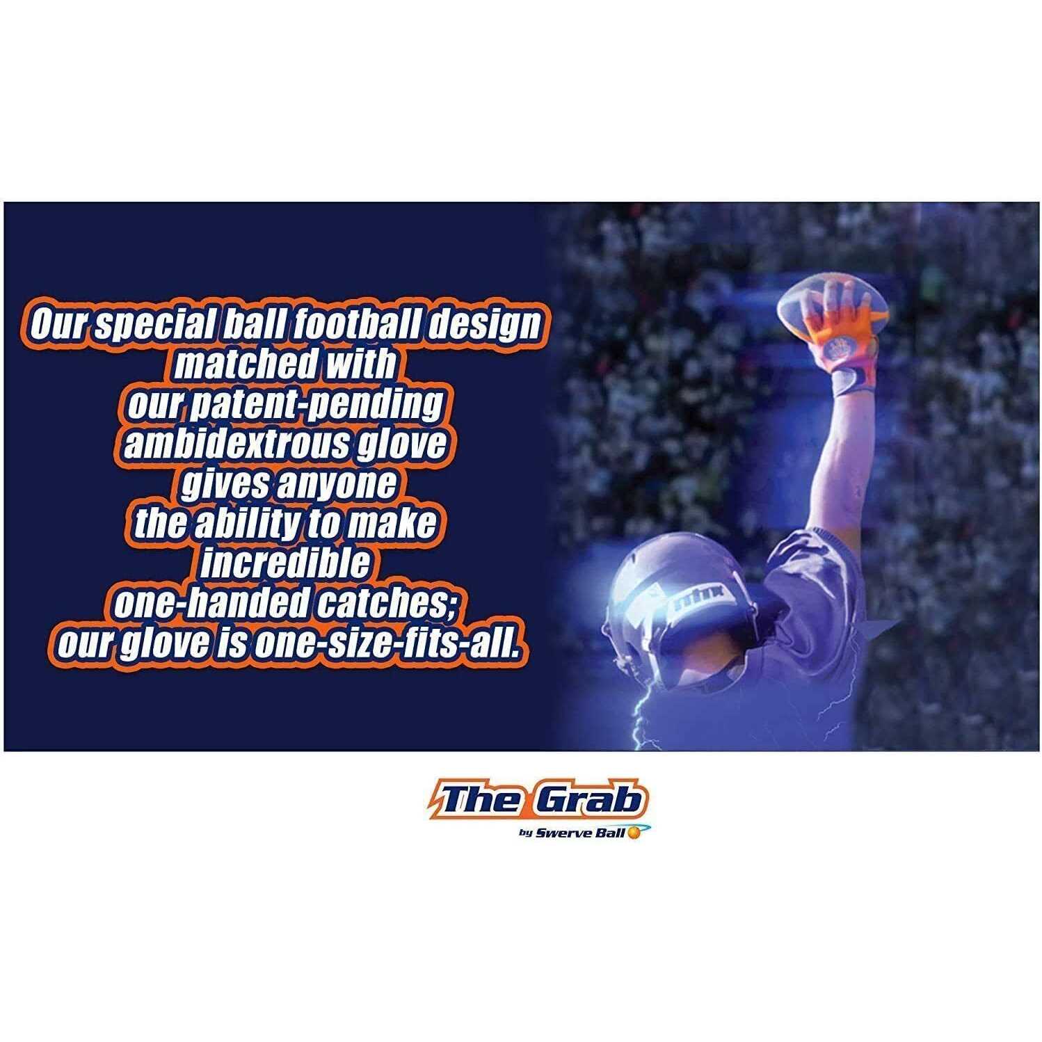 The Grab by The Makers of Swerve Ball Super Grip Football with 2 Gloves Leather for Kids Orange Blue - Image 5