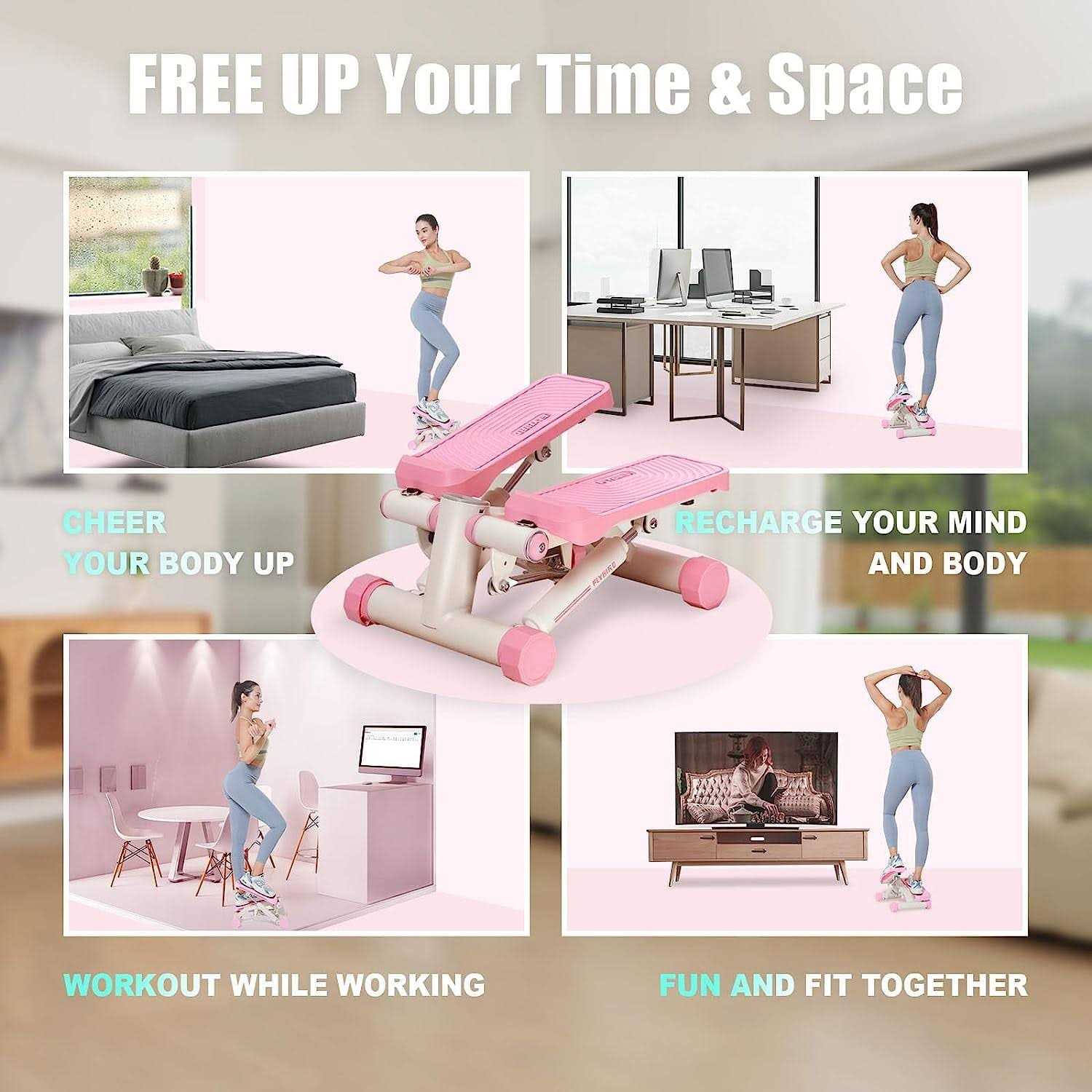 Upgo Stepper for Exercise Portable Mini Stepper Exercise Machine with Resistance Bands - Image 3