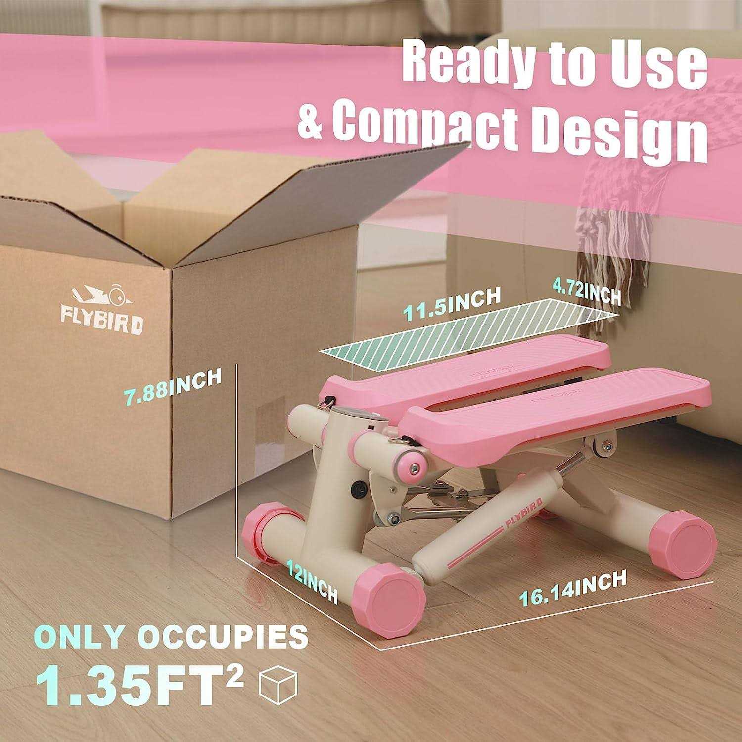 Upgo Stepper for Exercise Portable Mini Stepper Exercise Machine with Resistance Bands - Image 4