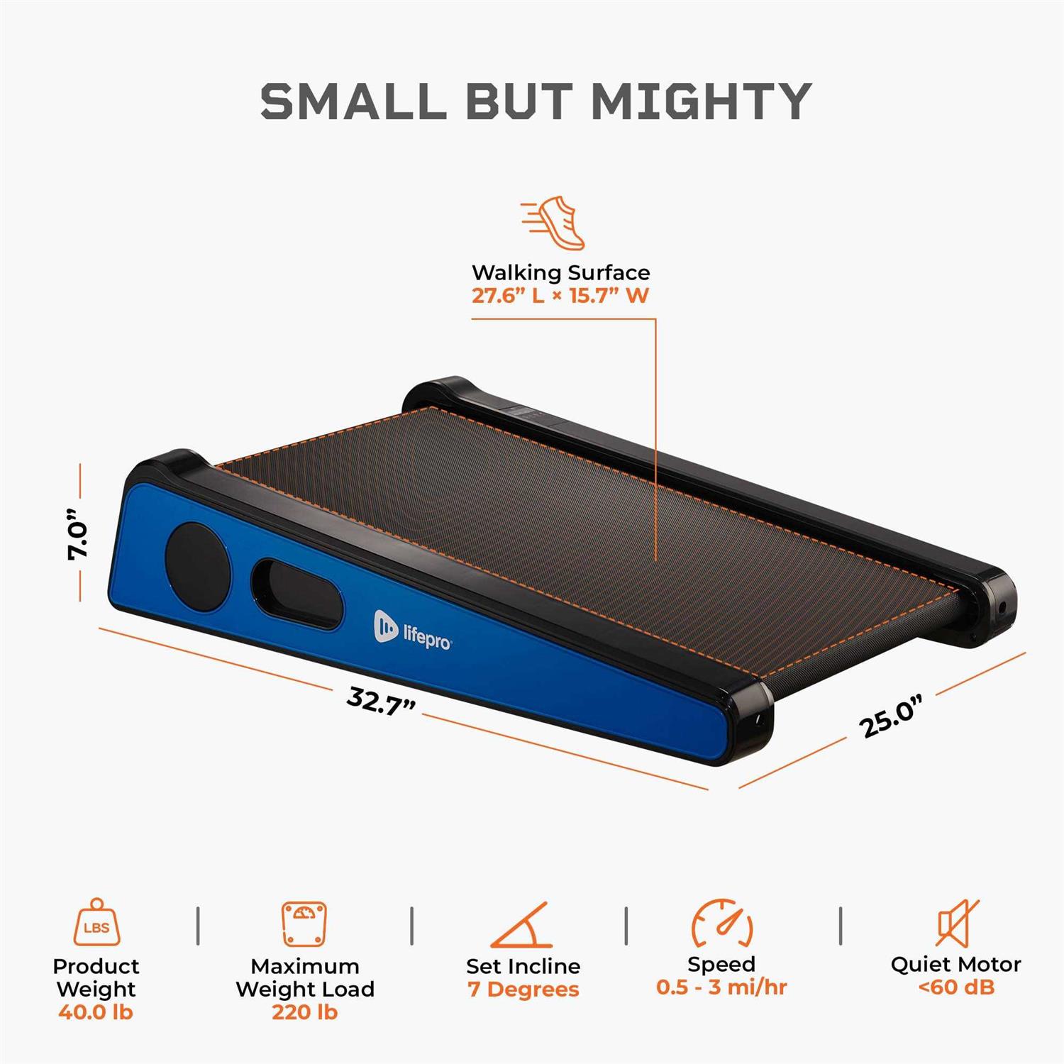 Lifepro Smallest Portable 30in Small Mini Walking Pad Treadmill with Incline Under Desk Work - Image 3