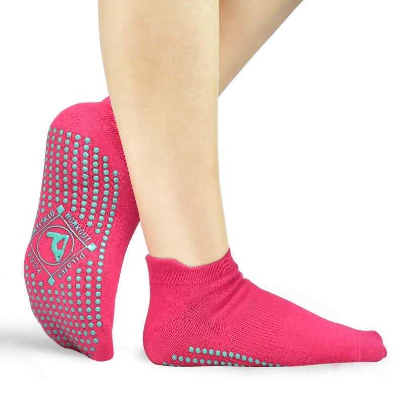 Elutong Pilates Yoga Non Slip Grips Socks 4 Pairs Sticky Ballet Workout Hospital Socks for Ladies - Image 5