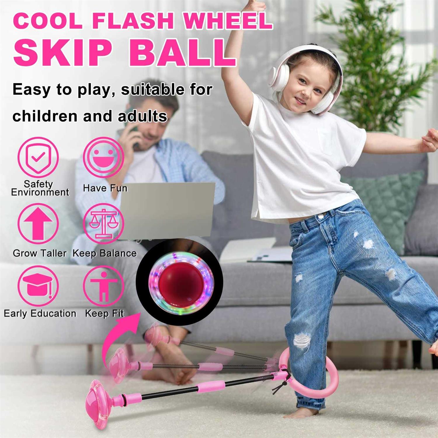 Hewog Skip Ball Portable Foldable Colorful Flash Wheel Swing Ball Kids Toys for Girls & Boys for Skip It - Image 3