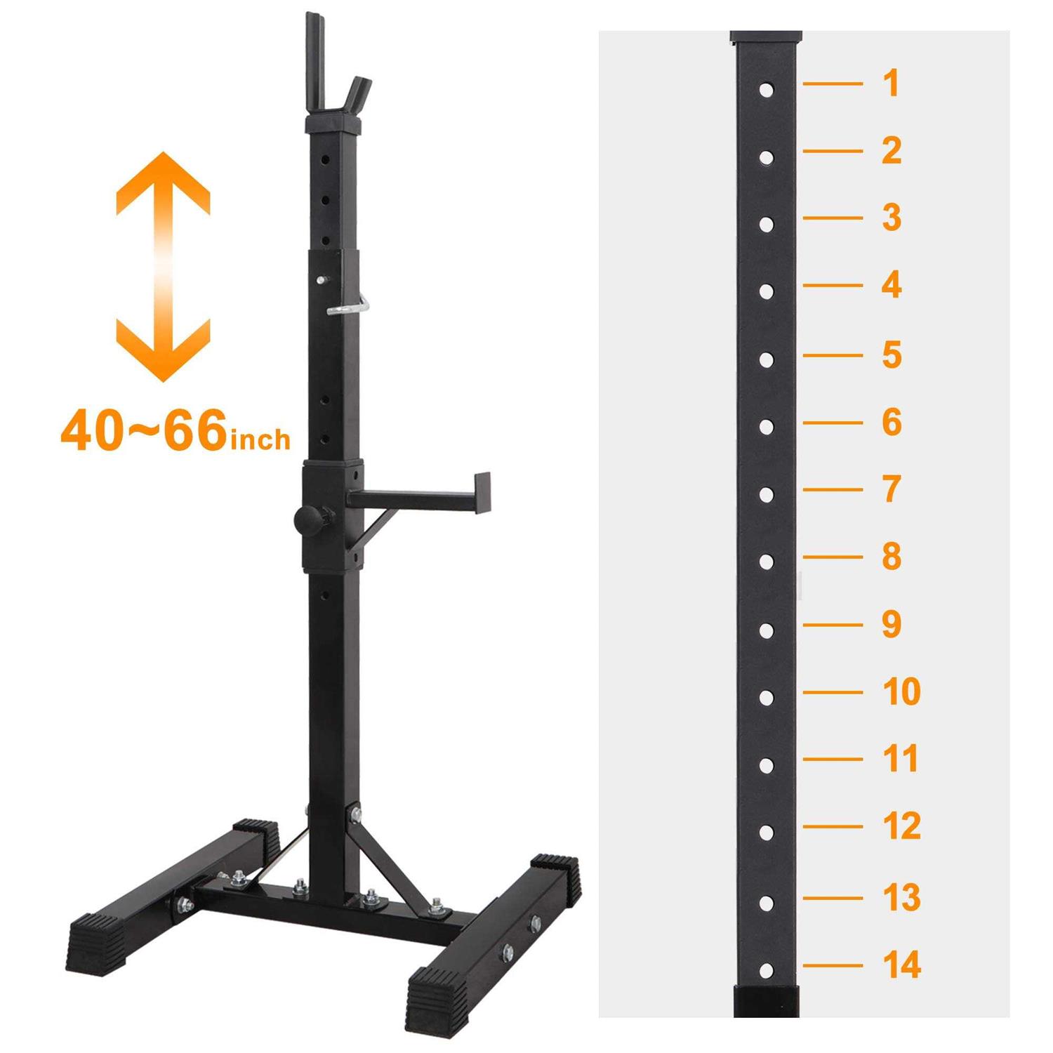 F2C Max Load 550Lbs Pair of Adjustable 40-66 Squat Rack Sturdy Steel Squat Barbell Free Bench Press Stands Gym/Home Gym Portable Dumbbell Racks - Image 3