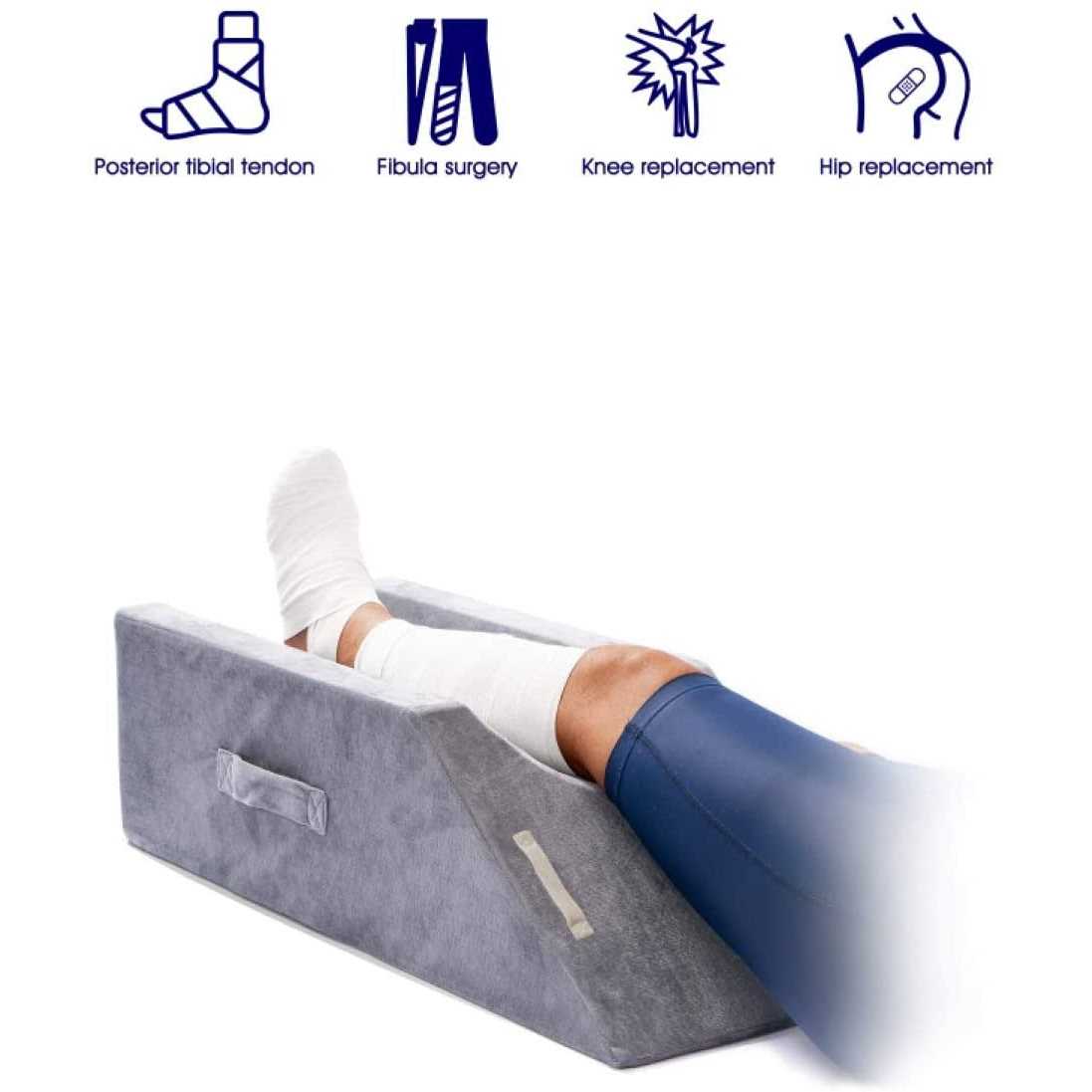 LightEase Memory Foam Leg Support and Elevation Pillow w/Dual Handles for Surgery, Injury, or Rest - Image 3