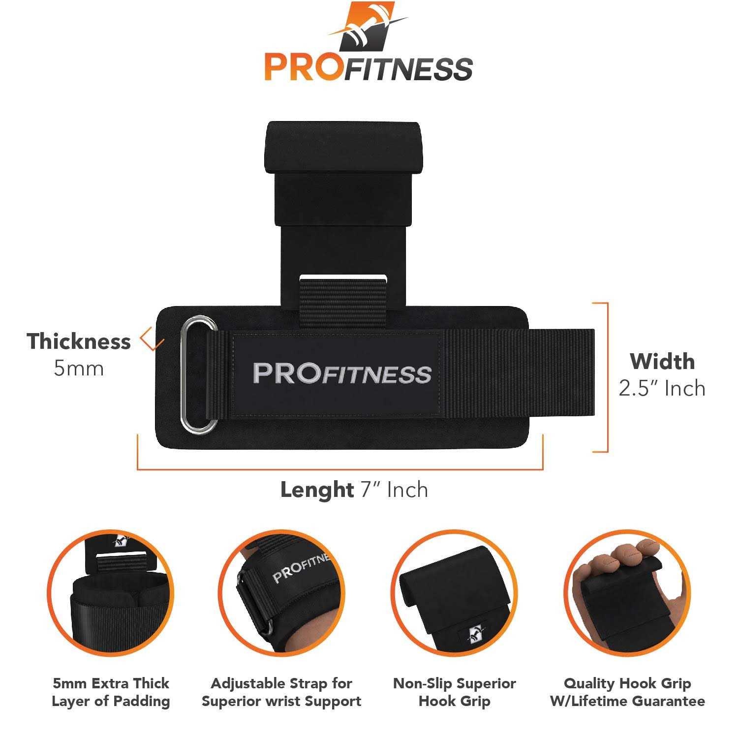 ProFitness Weight Lifting Hook W/Wrist Strap Heavy Duty Steel Hook for Weightlifting Training - Image 4