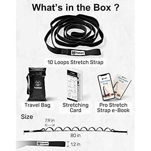 Tumaz Stretching Strap 10 Loops & Non-Elastic Yoga Strap The Perfect Home Workout Stretch Strap for Physical Therapy - Image 3