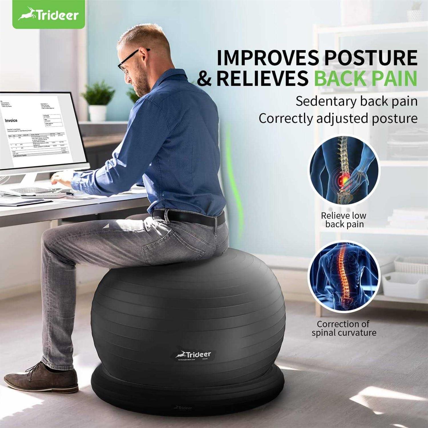 Trideer Yoga Ball Exercise Ball Sizes Ball Chair - Image 3