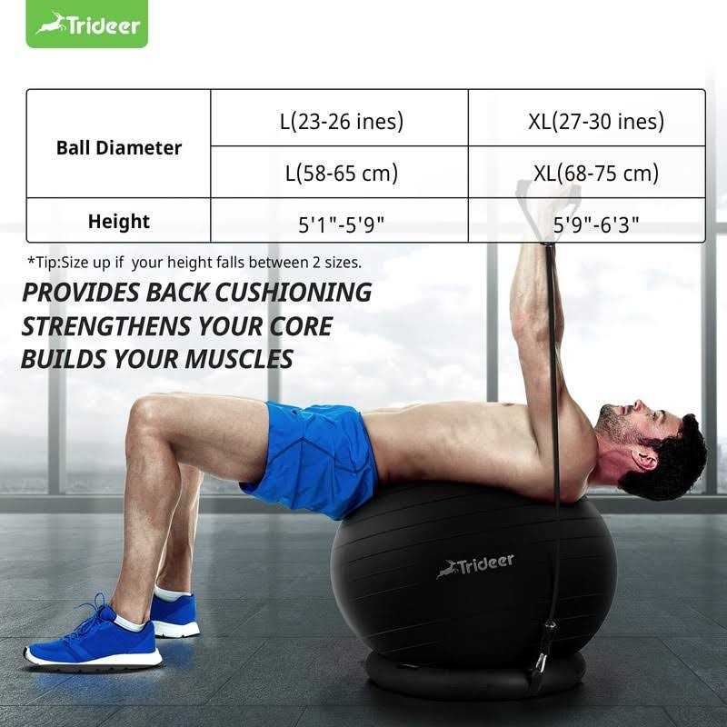 Trideer Yoga Ball Exercise Ball Sizes Ball Chair - Image 4