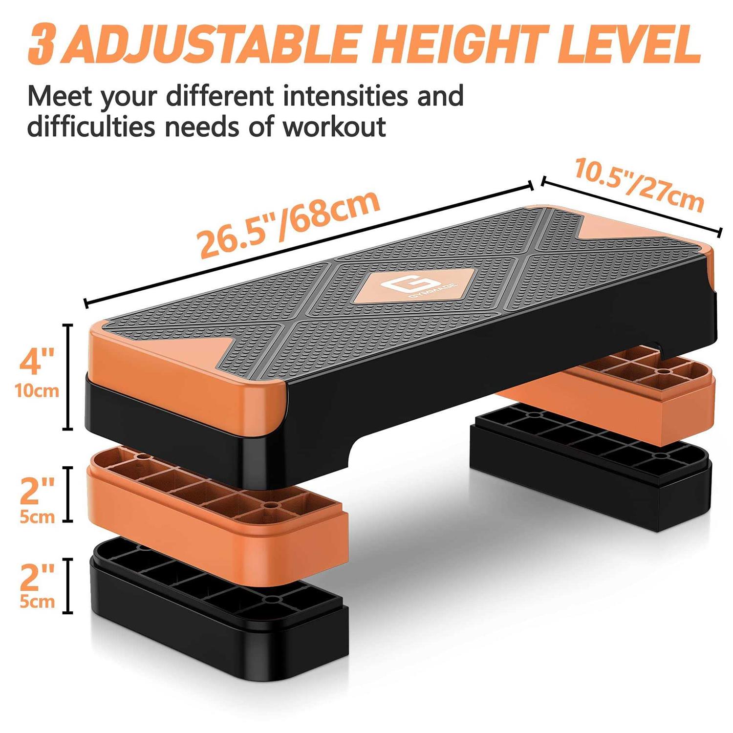 GYMMAGE Aerobic Exercise Step Adjustable Aerobic Stepper for Exercise Workout Step Platform for Step Up - Image 3