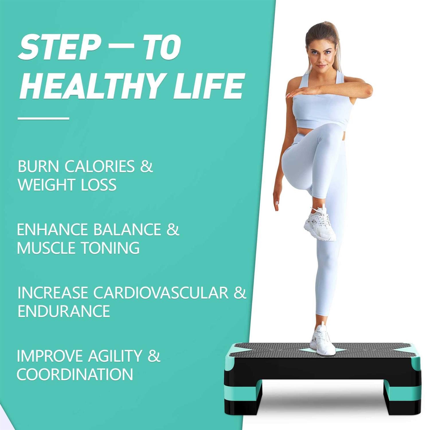 GYMMAGE Aerobic Exercise Step Adjustable Aerobic Stepper for Exercise Workout Step Platform for Step Up - Image 5